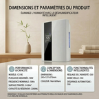 Déshumidificateur et Purificateur Intelligent 2-en-1 –  Silencieux 25 dB, Télécommande, jusqu'à 30 m²