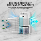 Déshumidificateur et Purificateur Intelligent 2-en-1 –  Silencieux 25 dB, Télécommande, jusqu'à 30 m²