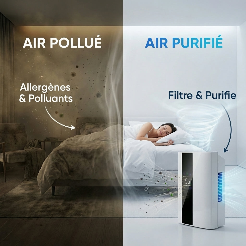 Déshumidificateur et Purificateur d'Air Intelligent 2-en-1 –  Silencieux
