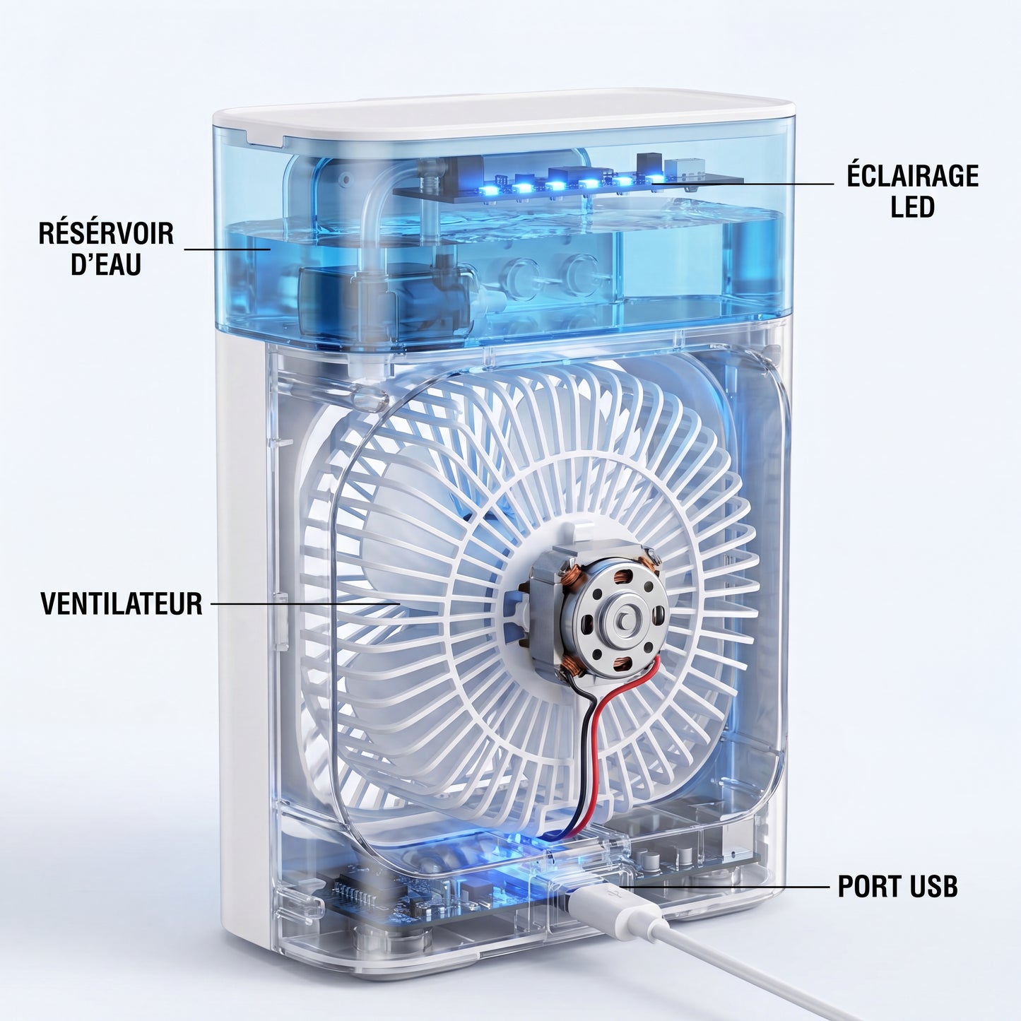 Ventilateur Climatiseur 3 en 1 Humidificateur - Canicule été