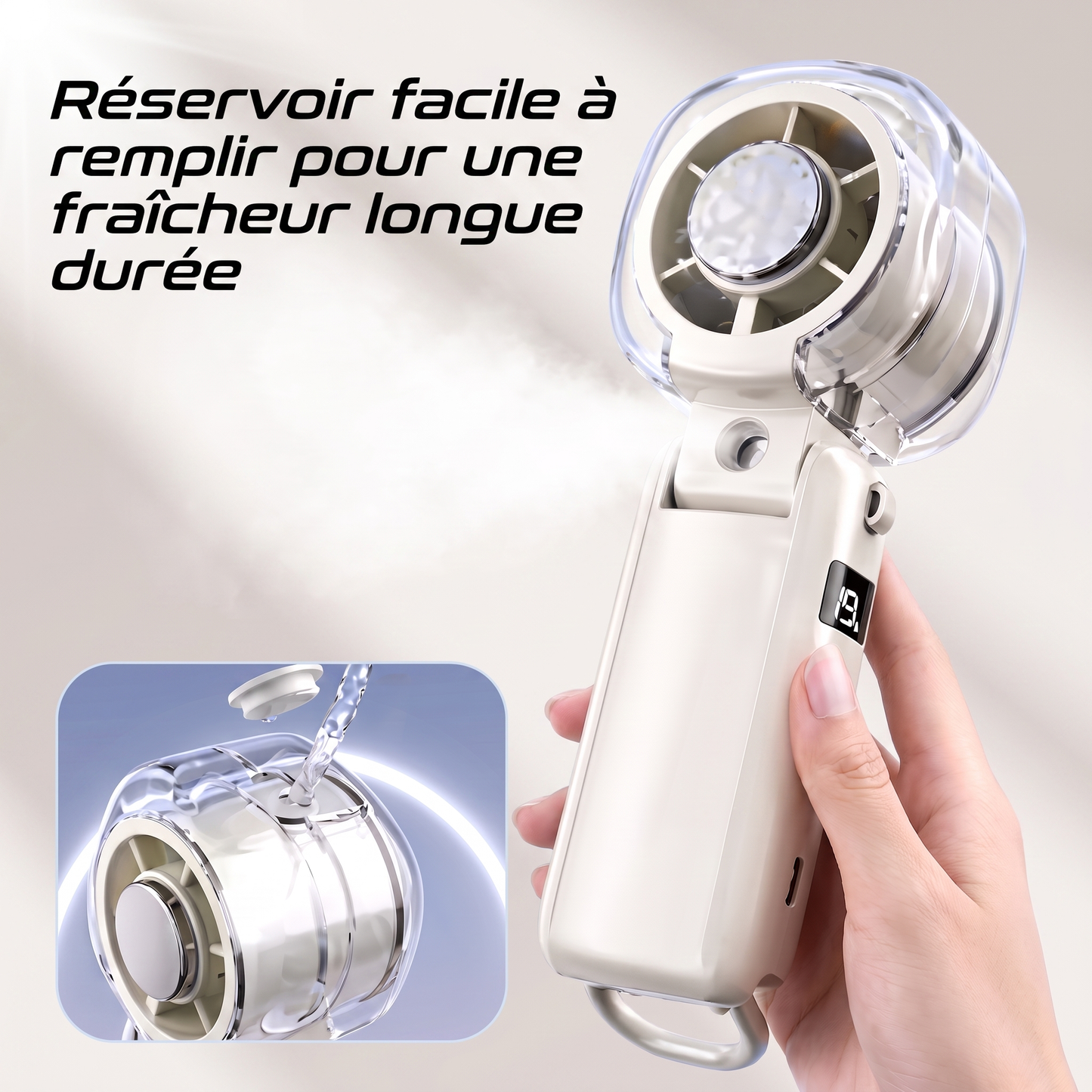 Ventilateur 3-en-1 Portatif | Brumisateur + Plaque Froide Instantanée | 11h Autonomie | Canicule été 2026
