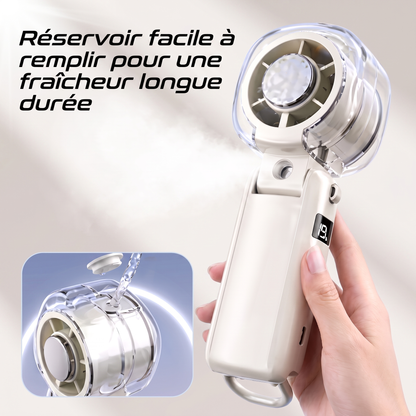 Ventilateur 3-en-1 Portatif | Brumisateur + Plaque Froide Instantanée | 11h Autonomie | Canicule été 2026